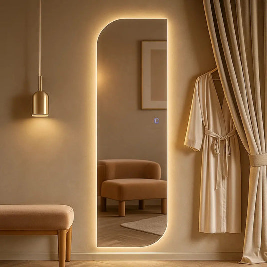 Espelho Organico 150cm Grande Parede Led Corpo Inteiro Loja Moldura Vitta 150x40cm Led