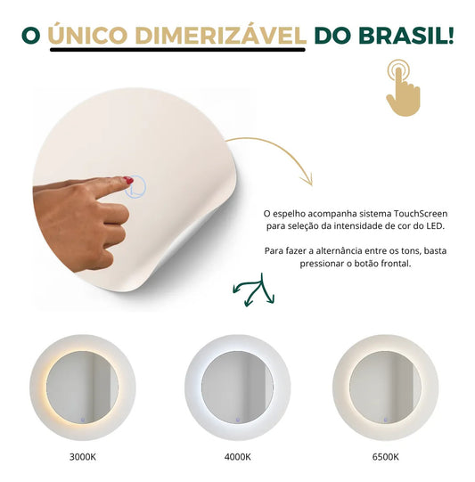 Espelho Orgânico Led Botão Mágico 90x60cm Quarto Sala Loja