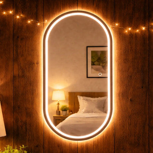 Espelho Oval 3 Cores Led Luxo 70x50 Touch Screen