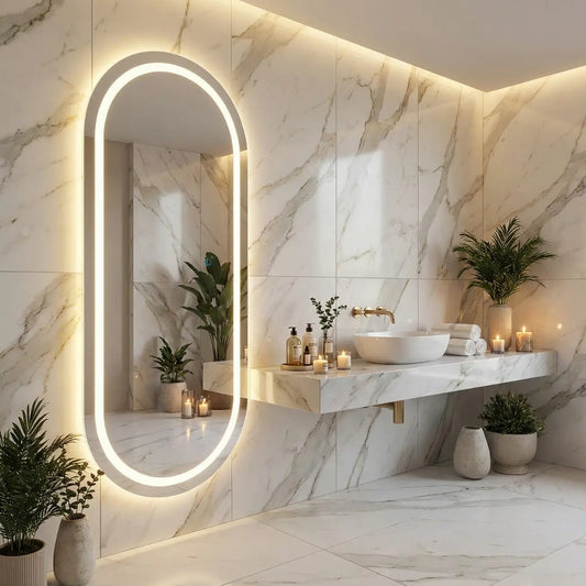 Espelho Oval Grande Led 170x70 Touch 3 Cores Parede