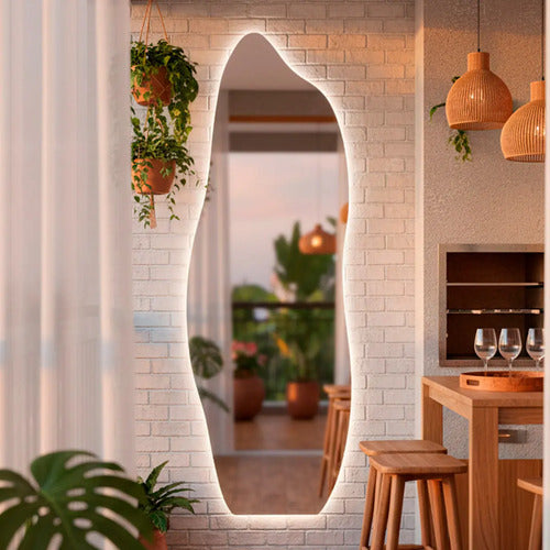 Espelho De Parede Com Led Flame 150x50 Sala Quarto Banheiro