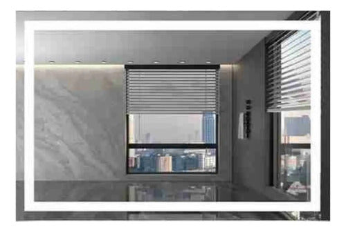 Espelho Jateado Retangular 110x80 Cm Led Lapidado Decorativo